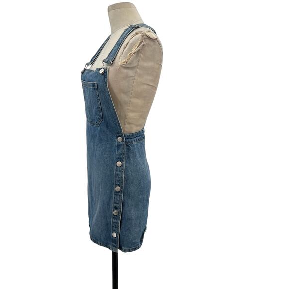 Free People Louise Denim Skirtall Overall Dress Medium Wash Blue Size 0 - Picture 6 of 13